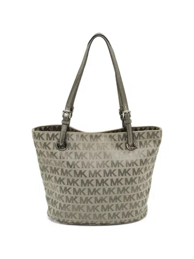 Pre-owned Michael Kors Vintage Jet Set Logo-print Tote Bag In Gray
