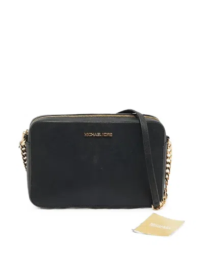 Pre-owned Michael Kors Vintage Jet Set Saffiano Leather Crossbody Bag In Black