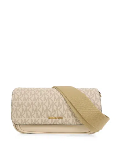Pre-owned Michael Kors Vintage Jet Set Travel Monogram Shoulder Bag In Neutral