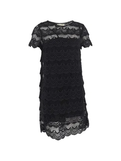 Pre-owned Michael Kors Vintage Lace Detail Mini Dress In Black