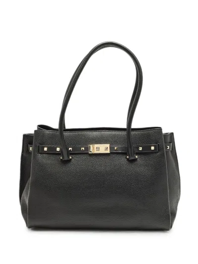 Pre-owned Michael Kors Vintage Large Addison Stud-embellished Tote Bag In Black