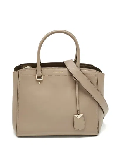 Pre-owned Michael Kors Vintage Large Benning Leather Tote Bag In Neutral