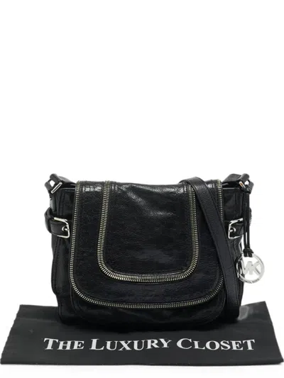 Pre-owned Michael Kors Vintage Large Naomi Leather Crossbody Bag In Black