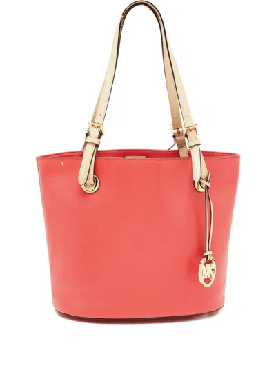 Pre-owned Michael Kors Vintage Leather Buckle Tote Bag In Red