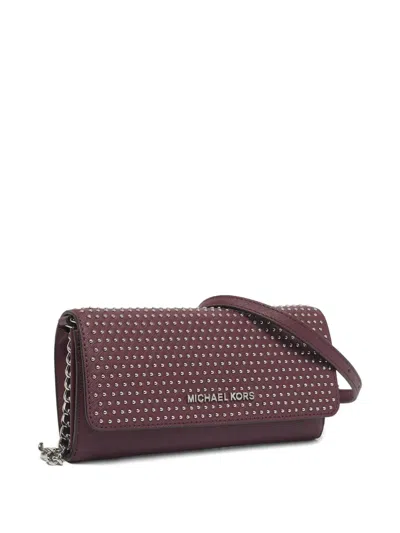 Pre-owned Michael Kors Vintage Leather Studded Flap Wallet In Purple