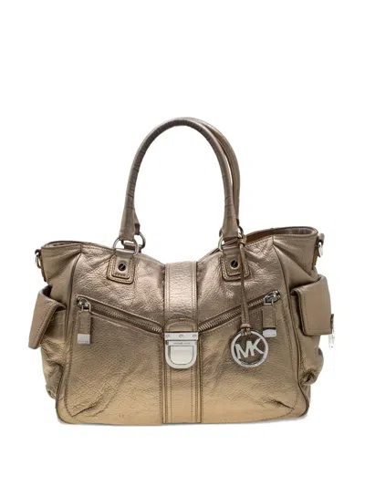 Pre-owned Michael Kors Vintage Leather Tote Bag In Gold