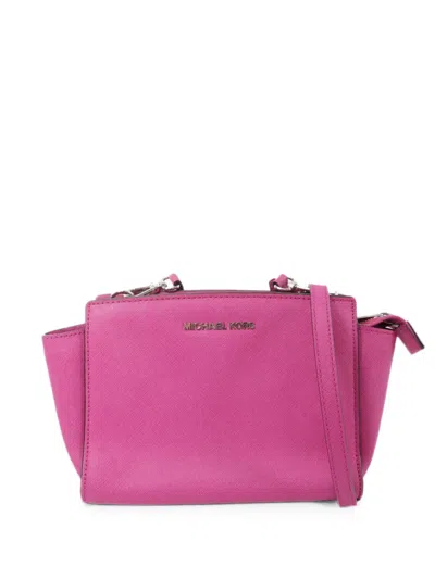 Pre-owned Michael Kors Vintage Logo-plaque Leather Shoulder Bag In Pink