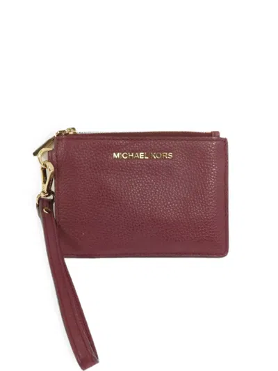Pre-owned Michael Kors Vintage Mercer Grained Leather Card Holder In Red
