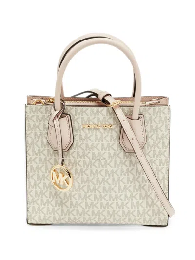 Pre-owned Michael Kors Vintage Mercer Monogram-print Tote Bag In Neutral