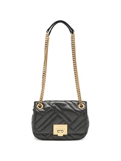 Pre-owned Michael Kors Vintage Mini Quilted-leather Shoulder Bag In Black