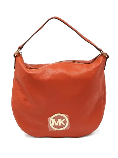 Pre-owned Michael Kors Vintage Mk Logo Leather Bag In Orange