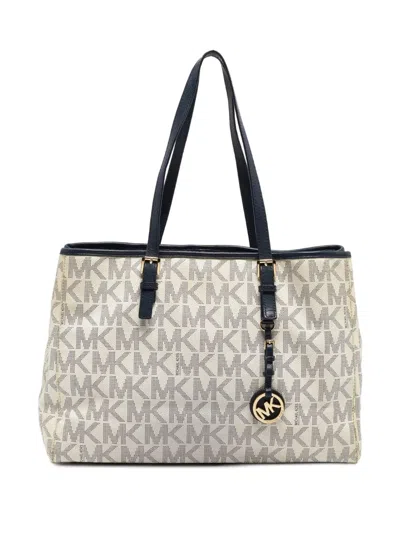 Pre-owned Michael Kors Vintage Monogram Canvas Tote Bag In Neutral
