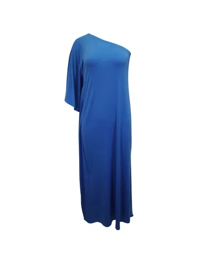 Pre-owned Michael Kors Vintage One-shoulder Maxi Dress In Blue