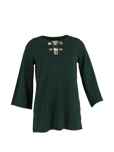 Pre-owned Michael Kors Vintage Polka-dot Embellished Blouse In Green
