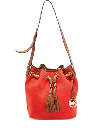 Pre-owned Michael Kors Vintage  Drawstring Tassel-detail Shoulder Bag In Orange