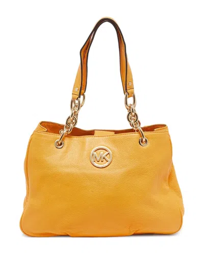 Pre-owned Michael Kors Vintage  Medium Fulton Leather Tote Bag In Yellow