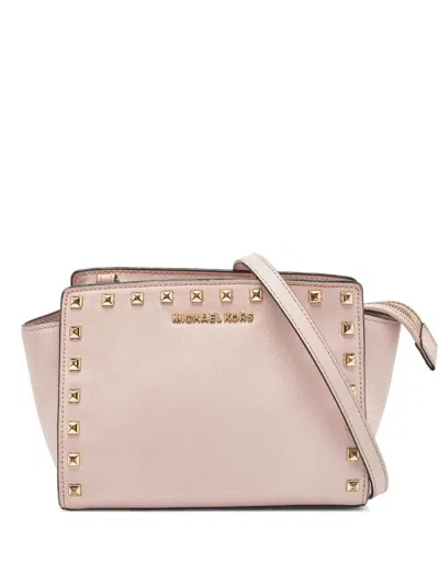 Pre-owned Michael Kors Vintage  Selma Stud-embellished Cross Body Bag In Pink