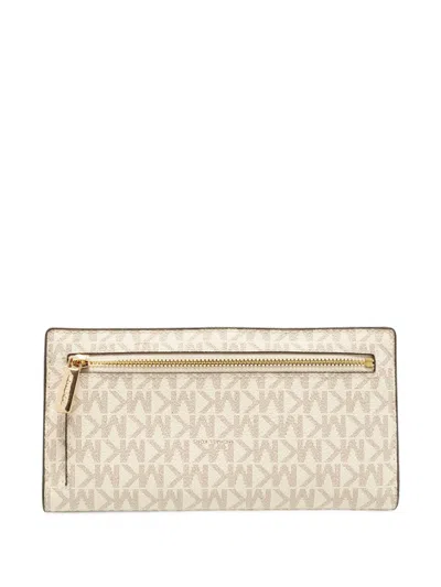 Pre-owned Michael Kors Vintage Reed Logo-print Wallet In White