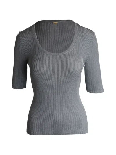 Pre-owned Michael Kors Vintage Ribbed Top In Gray