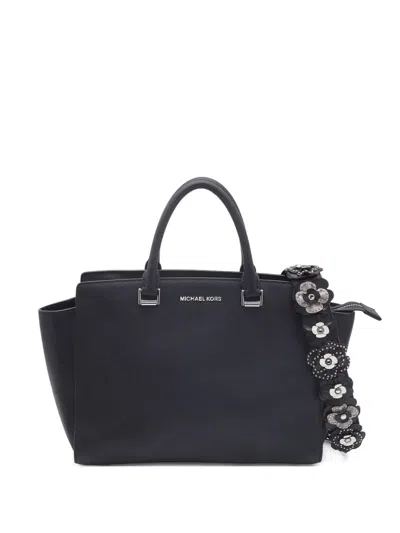 Pre-owned Michael Kors Vintage Saffiano Leather Flower Tote Bag