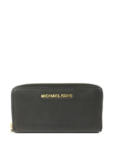 Pre-owned Michael Kors Vintage Saffiano Leather Wallet In Black