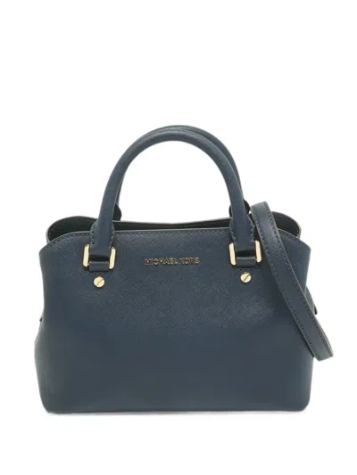 Pre-owned Michael Kors Vintage Savannah Small Saffiano Tote Bag In Blue
