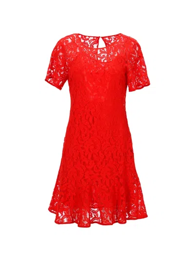 Pre-owned Michael Kors Vintage Short-sleeve Lace Dress In Red