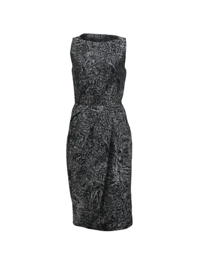 Pre-owned Michael Kors Vintage Sleeveless Printed Midi Dress In Black