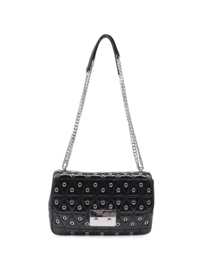 Pre-owned Michael Kors Vintage Sloan Eyelet-embellished Shoulder Bag In Black
