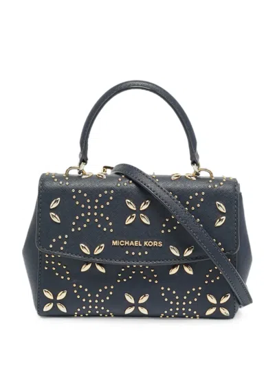 Pre-owned Michael Kors Vintage Small Ava Stud-embellishment Tote Bag In Blue