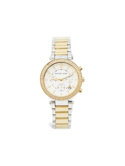 Pre-owned Michael Kors Vintage Steel Crystal Chronograph 36mm