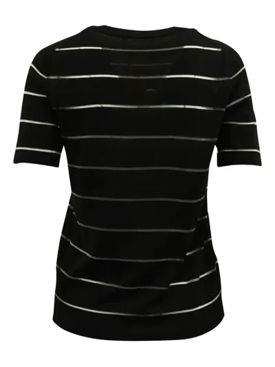 Pre-owned Michael Kors Vintage Striped Short-sleeve T-shirt In Black