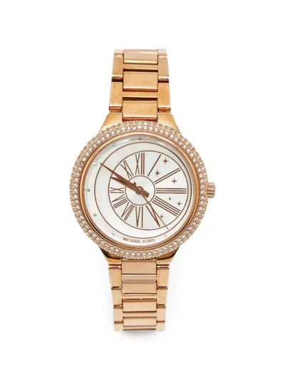 Pre-owned Michael Kors Vintage Taryn Crystal 40mm Watch In White