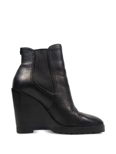 Pre-owned Michael Kors Vintage Thea Wedge Chelsea Boots In Black