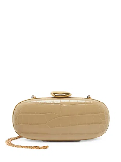 Pre-owned Michael Kors Vintage Tina Croc-embossed Clutch Bag In Neutral