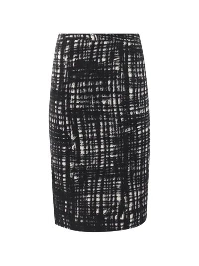 Pre-owned Michael Kors Vintage Tweed Midi Skirt In Black