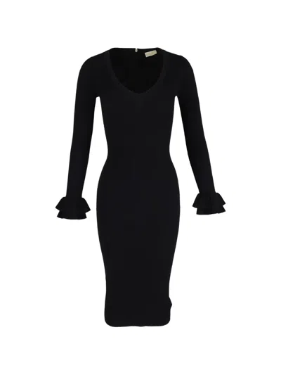 Pre-owned Michael Kors Vintage V-neck Knitted Dress In Black