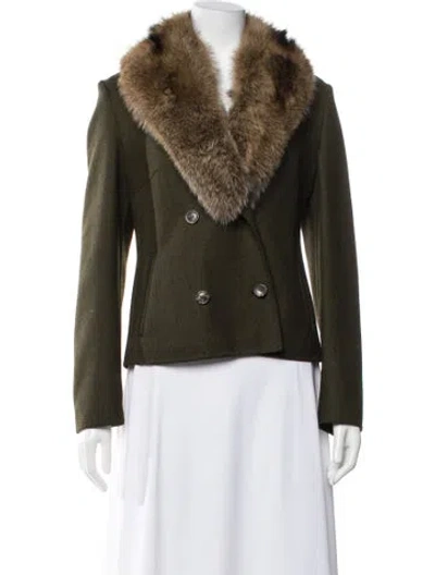 Pre-owned Michael Kors Virgin Wool Blazer In Green