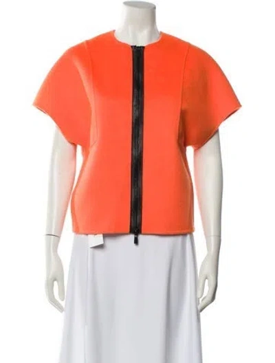 Pre-owned Michael Kors Virgin Wool Crew Neck Crop Top In Orange