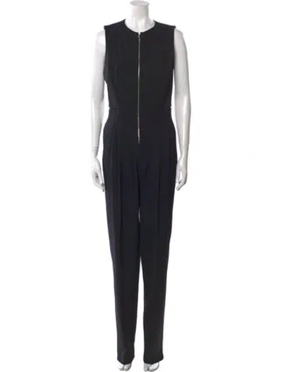 Pre-owned Michael Kors Virgin Wool Crew Neck Jumpsuit In Black