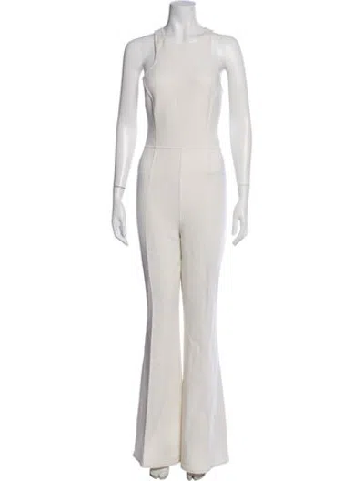 Pre-owned Michael Kors Virgin Wool Crew Neck Jumpsuit In Neutrals