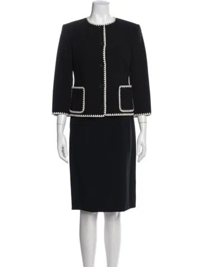 Pre-owned Michael Kors Virgin Wool Crystal Embellishments Dress Set In Black