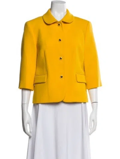 Pre-owned Michael Kors Virgin Wool Evening Jacket In Yellow