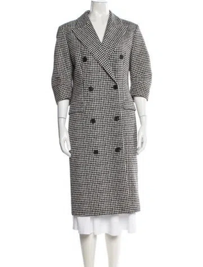 Pre-owned Michael Kors Virgin Wool Houndstooth Print Coat In Black