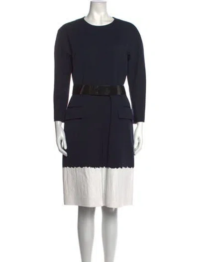 Pre-owned Michael Kors Virgin Wool Knee-length Dress In Blue