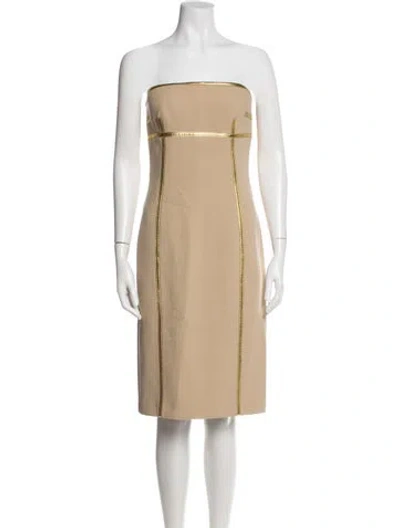 Pre-owned Michael Kors Virgin Wool Knee-length Dress In Gold/neutrals