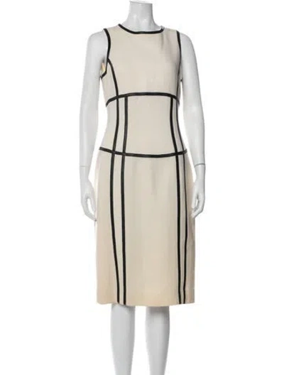 Pre-owned Michael Kors Virgin Wool Knee-length Dress In Neutrals