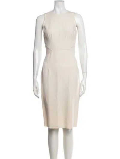 Pre-owned Michael Kors Virgin Wool Knee-length Dress In Neutrals