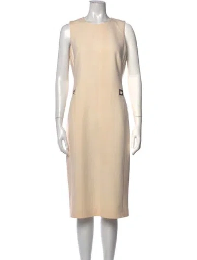 Pre-owned Michael Kors Virgin Wool Knee-length Dress In Neutrals