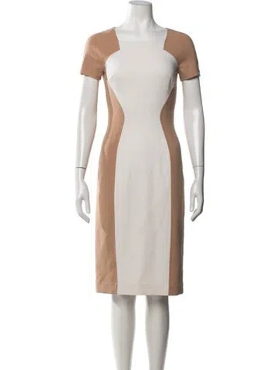Pre-owned Michael Kors Virgin Wool Knee-length Dress In Neutrals